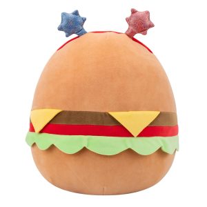 14-Inch Carl the Cheeseburger with Red and Blue Star Headband